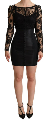 Dolce & Gabbana Black Fitted Lace Top Bodycon Mini Dress -   -  Dolce & Gabbana.